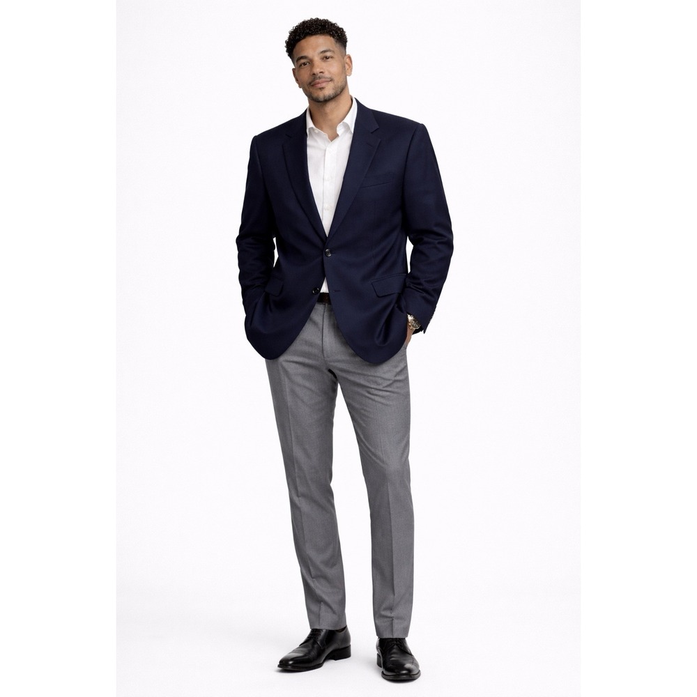 Hart Schaffner Marx Dillards Mens 42R Navy Blue Sports Blazer Vintage 2 Button